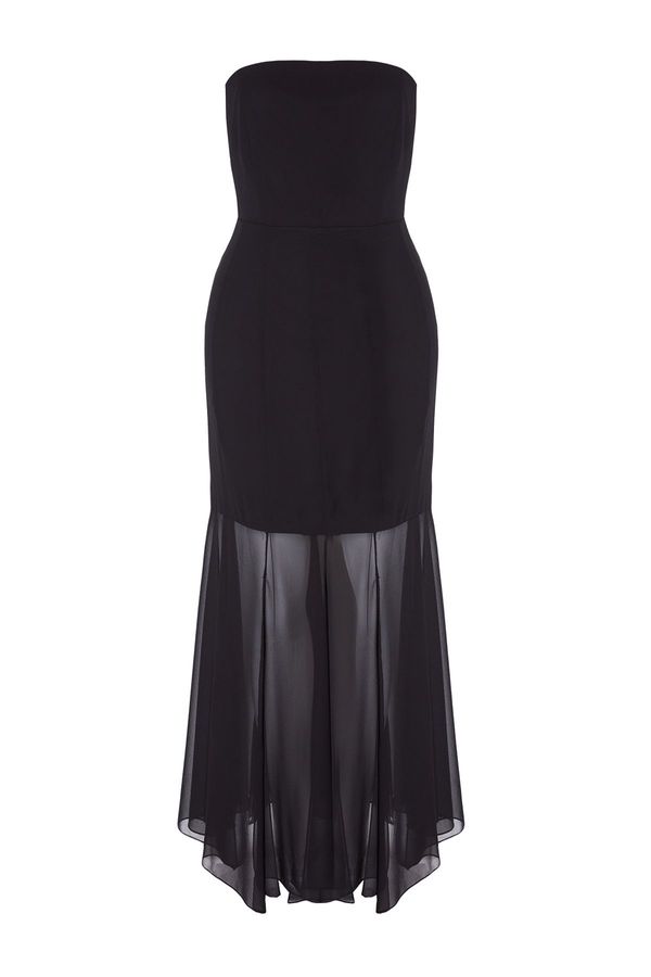 Trendyol Trendyol Black Strapless Chiffon Woven Elegant Evening Dress