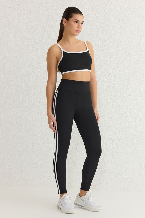 Trendyol Trendyol Black Stripe Detail Full Length Knitted Sports Tights