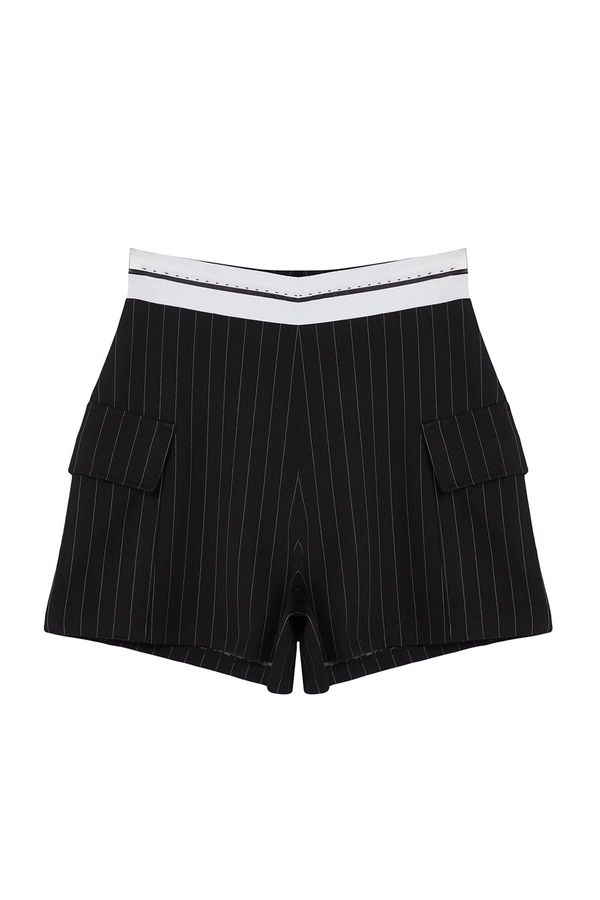 Trendyol Trendyol Black Striped Cargo Pocket Stripe Waist Detailed Mini Shorts & Bermuda