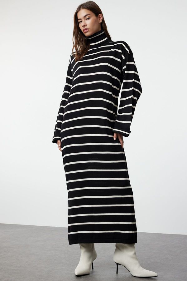 Trendyol Trendyol Black Striped Fine Knit Dress
