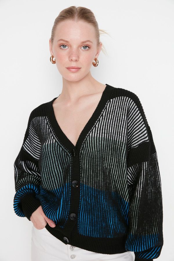 Trendyol Trendyol Black Striped Knitwear Cardigan