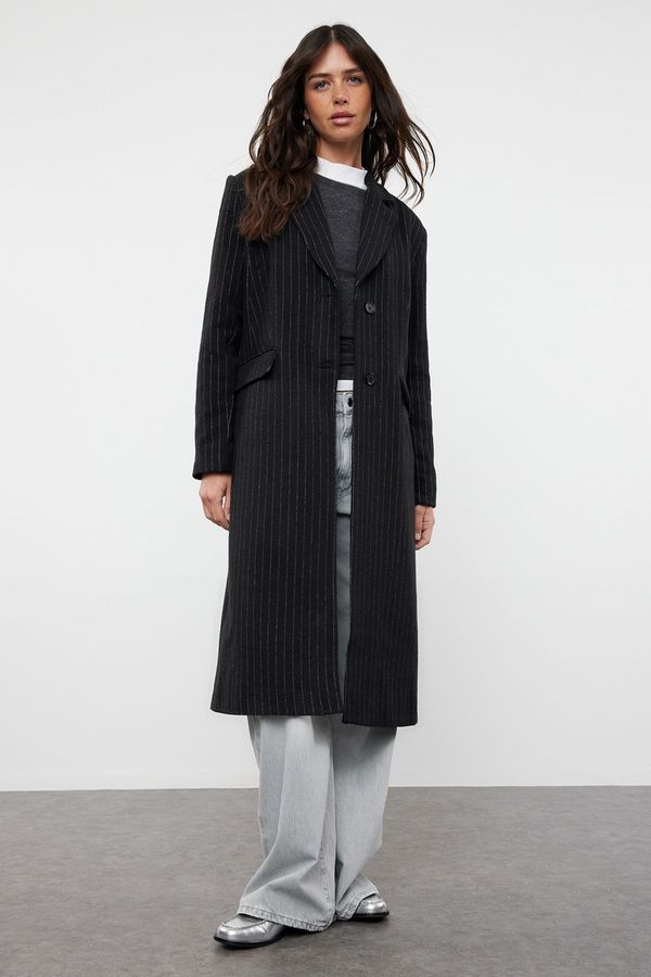 Trendyol Trendyol Black Striped Regular Coat