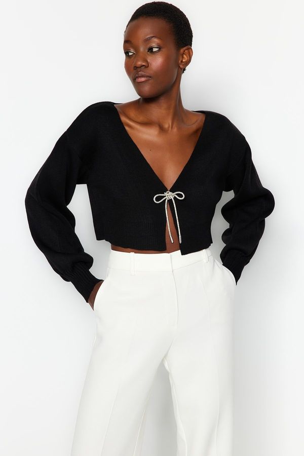 Trendyol Trendyol Black Super Crop osnovna pletenina Cardigan