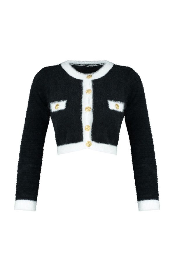 Trendyol Trendyol Black Super Crop Pile pletenine Cardigan