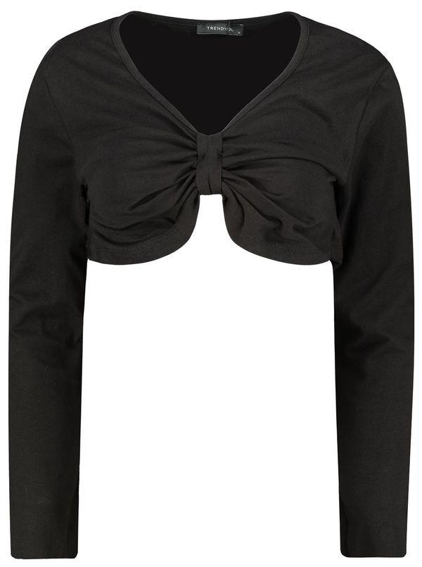 Trendyol Trendyol Black Super Crop V Neck Knitted Blouse