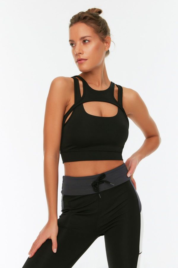 Trendyol Trendyol Black Support/Shaping Barter Neck Knitted Sports Bra