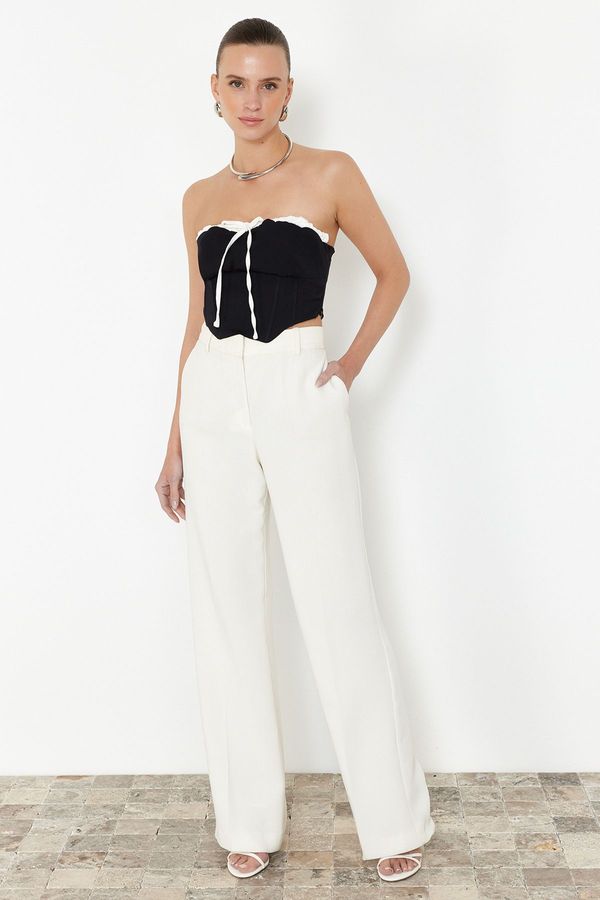 Trendyol Trendyol Black Tie Detailed Strapless Crop Woven Blouse