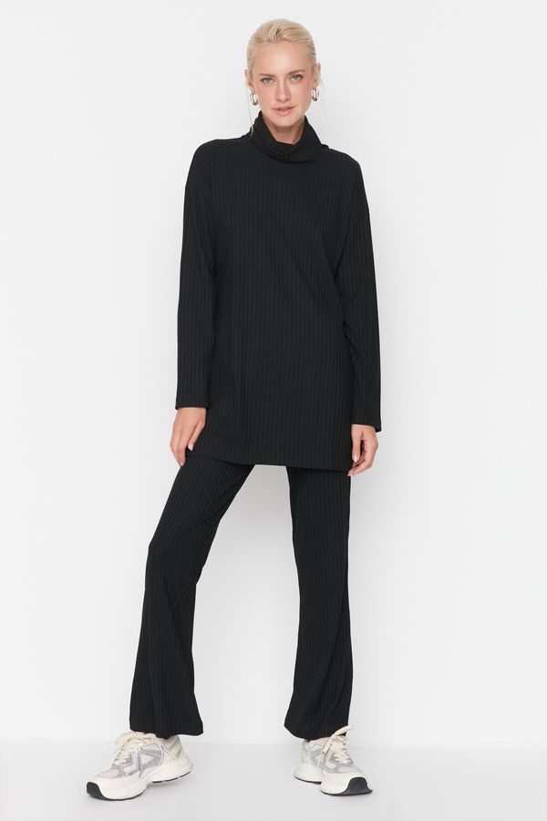 Trendyol Trendyol Black Turtleneck Tunic-Pants Knitted Suit