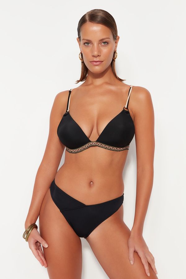 Trendyol Trendyol Black Underwired Bikini top z dodatki