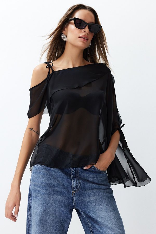 Trendyol Trendyol Black Unlined Woven Chiffon Blouse