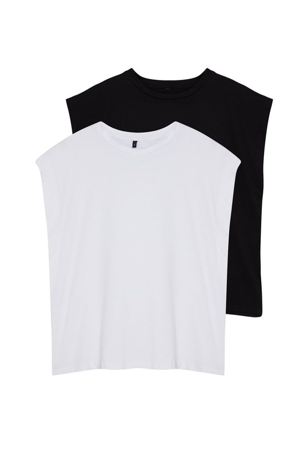 Trendyol Trendyol Black-White 2 Pack 100% Cotton Sleeveless Knitted T-Shirt