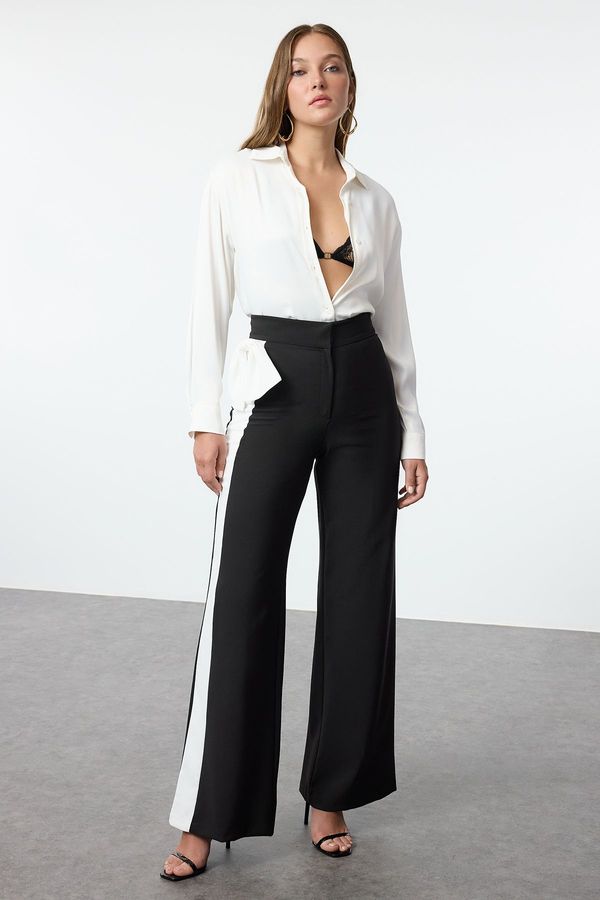 Trendyol Trendyol Black-White Bow Detail Wide Leg Woven Trousers