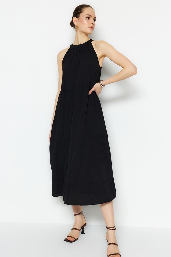 Trendyol Trendyol Black Wide Cut Woven Halter Neck Maxi Woven Dress