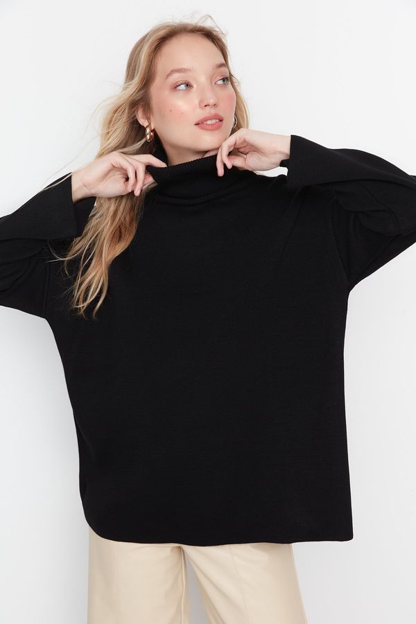 Trendyol Trendyol Black Wide Fit Basic Knitwear Sweater