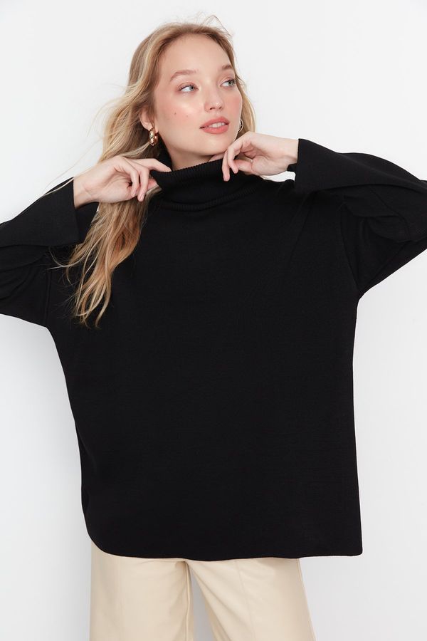 Trendyol Trendyol Black Wide Fit/Oversize Basic Knitwear Sweater