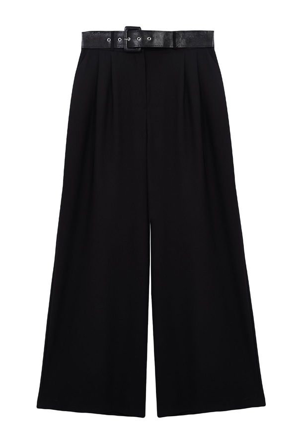 Trendyol Trendyol Black Wide Leg Trousers with Belt