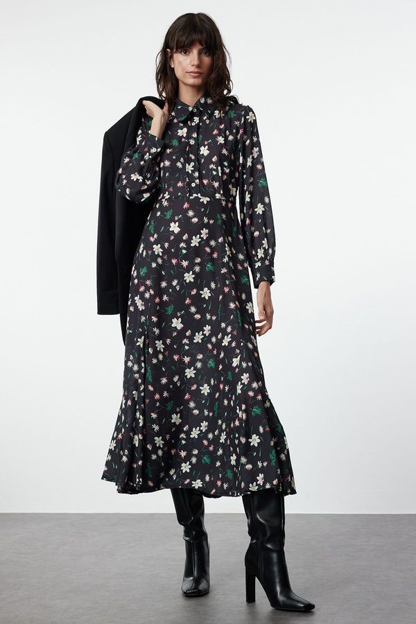 Trendyol Trendyol Black Woven Flower Patterned Dress