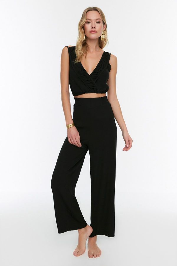 Trendyol Trendyol Black Woven Frilly Blouse Pants Suit