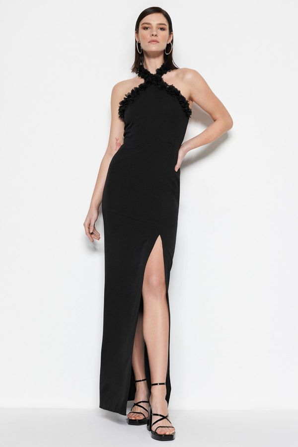 Trendyol Trendyol Black Woven Long Evening Evening Dress