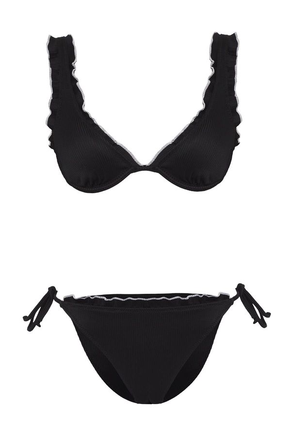 Trendyol Trendyol Black*001 Plain Triangle Normal Waist Bikini Set