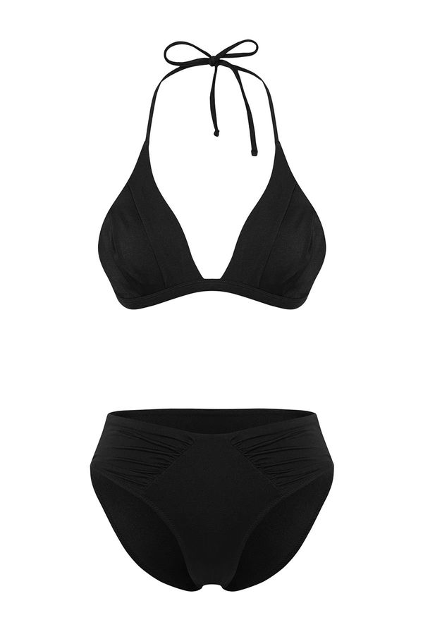 Trendyol Trendyol Black*001 Plain Triangle Normal Waist Bikini Set