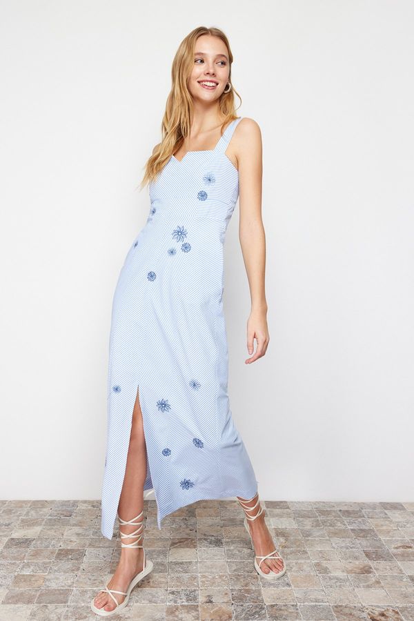 Trendyol Trendyol Blue A-Line Embroidered Woven Maxi Dress