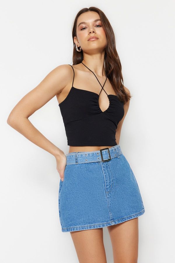 Trendyol Trendyol Blue Belt Mini Denim Skirt