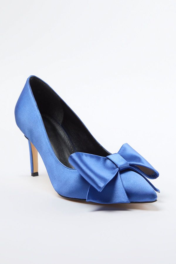 Trendyol Trendyol Blue Bow Satin Women's Classic Thin Heel Shoes