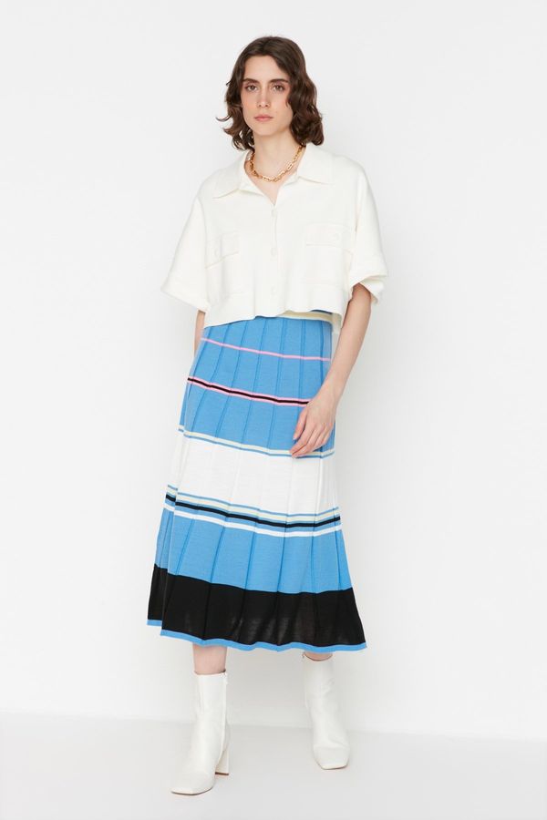 Trendyol Trendyol Blue Color Block Knitwear Skirt