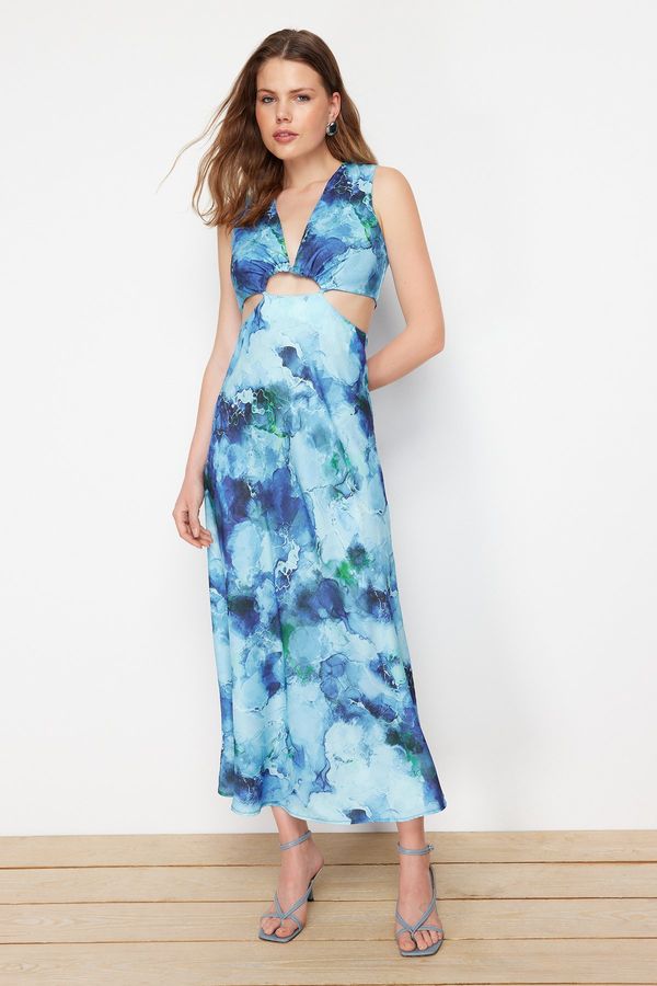 Trendyol Trendyol Blue Cut Out/Window Detail Maxi Woven Dress