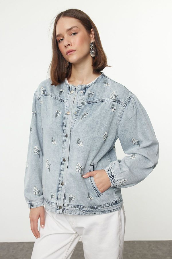 Trendyol Trendyol Blue Embroidered Denim Jacket