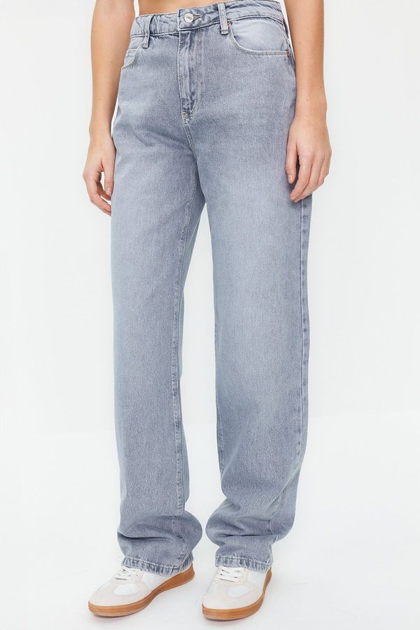 Trendyol Trendyol Blue-Grey Low Waist Wide Leg Jeans