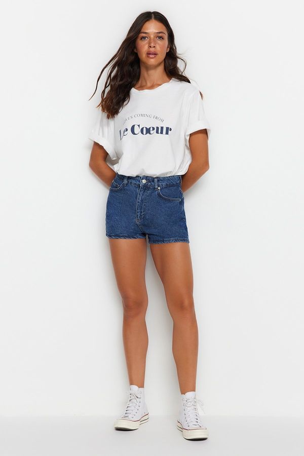 Trendyol Trendyol Blue High Waist Denim Shorts