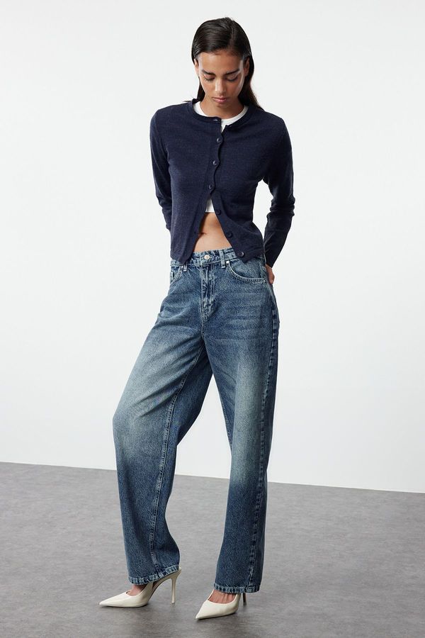 Trendyol Trendyol Blue High Waist Rail Barrel Jeans