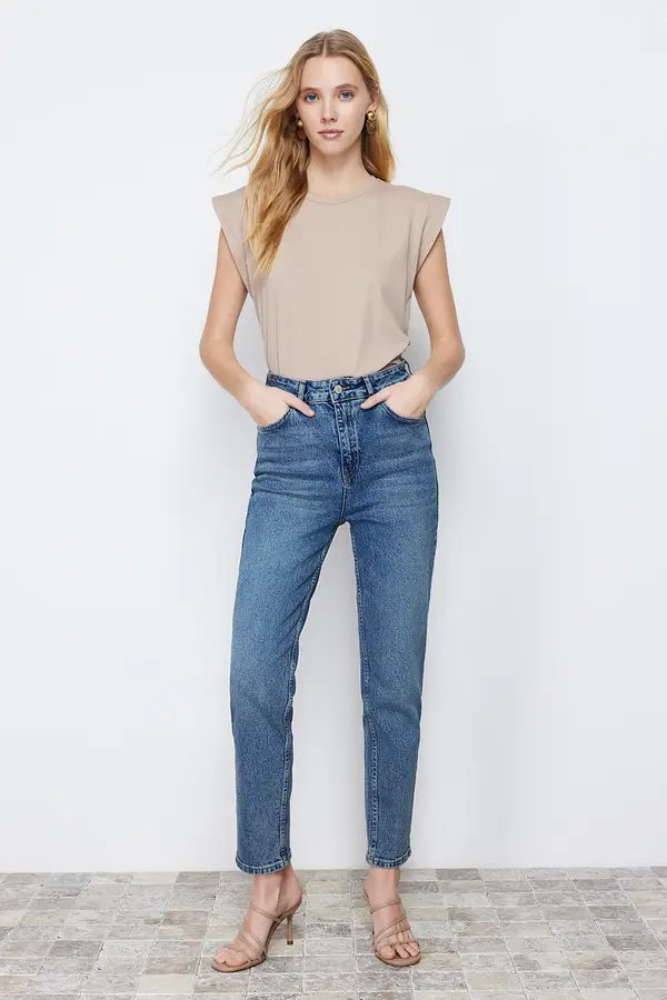Trendyol Trendyol Blue High Waist Slim Mom Jeans