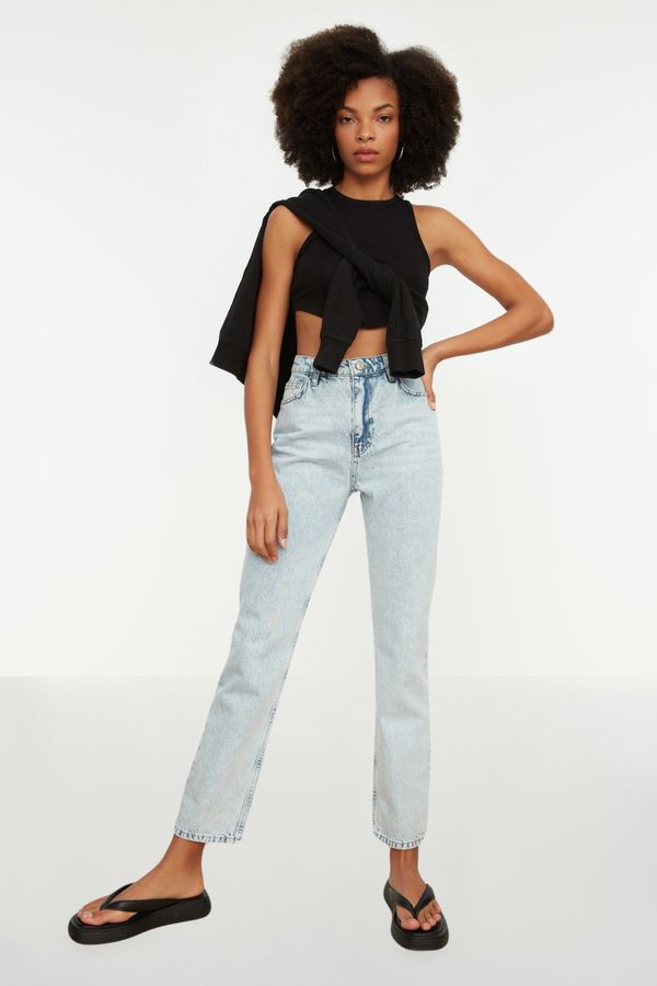 Trendyol Trendyol Blue High Waist Straight Jeans