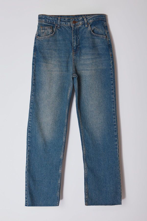 Trendyol Trendyol Blue High Waist Straight Jeans