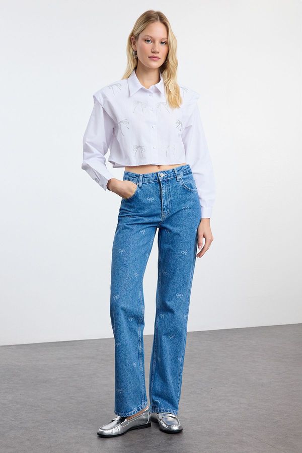 Trendyol Trendyol Blue High Waist Wide Leg Jeans