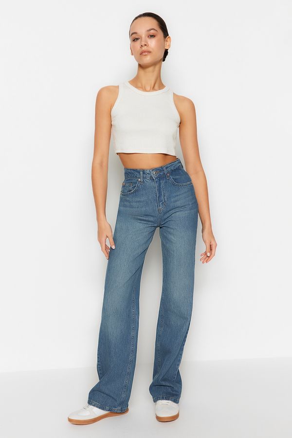 Trendyol Trendyol Blue High Waist Wide Leg Jeans