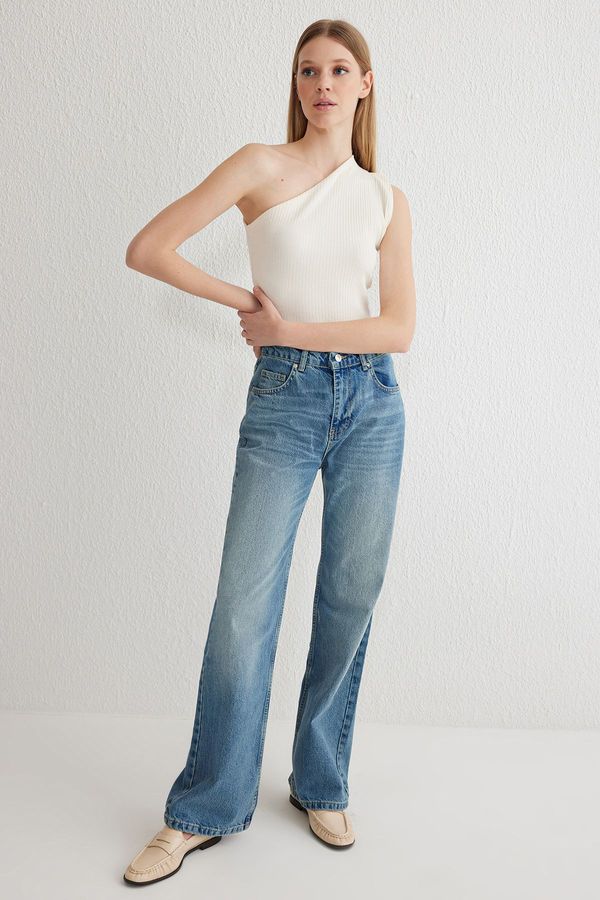 Trendyol Trendyol Blue High Waist Wide Leg Jeans