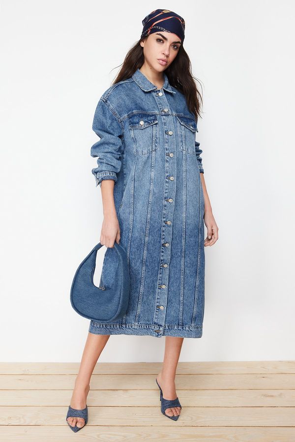 Trendyol Trendyol Blue More Sustainable Denim Trench Coat