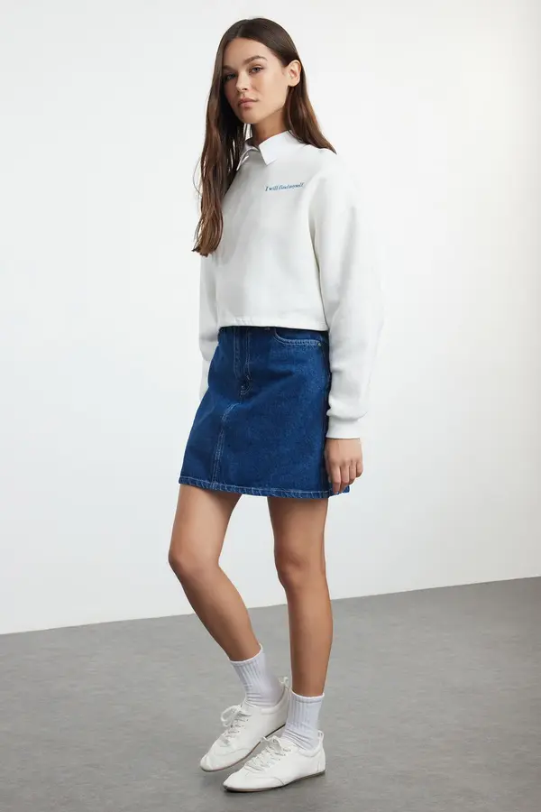 Trendyol Trendyol Blue More Sustainable High Waist Mini Denim Skirt
