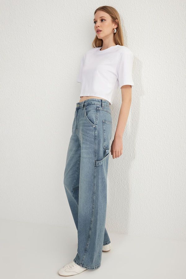 Trendyol Trendyol Blue More Sustainable Normal Waist Loose Wide Leg Jeans