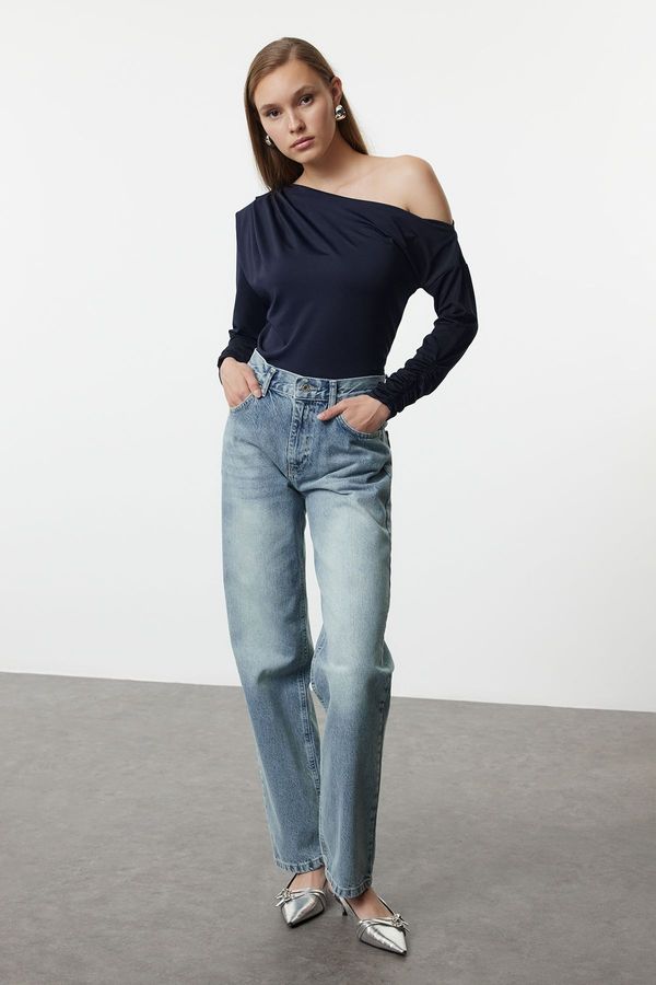 Trendyol Trendyol Blue Normal Waist Straight Jeans