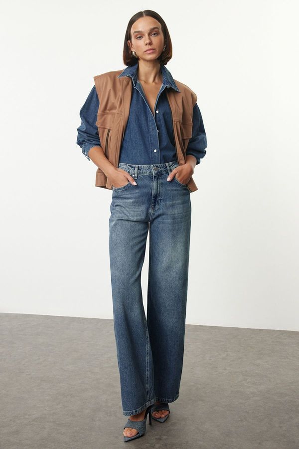 Trendyol Trendyol Blue Normal Waist Wide Leg Jeans