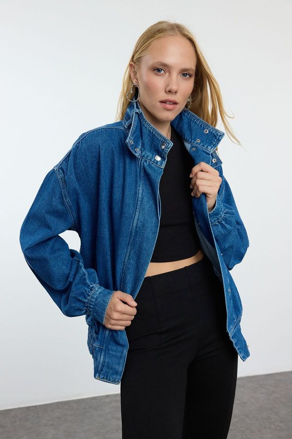 Trendyol Trendyol Blue Oversize Bomber Denim Jacket