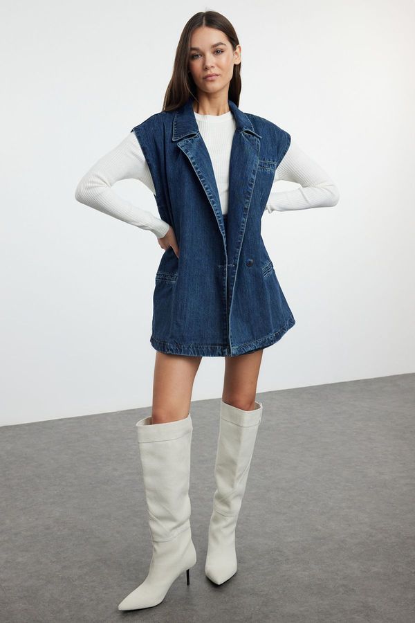 Trendyol Trendyol Blue Oversize Denim Vest