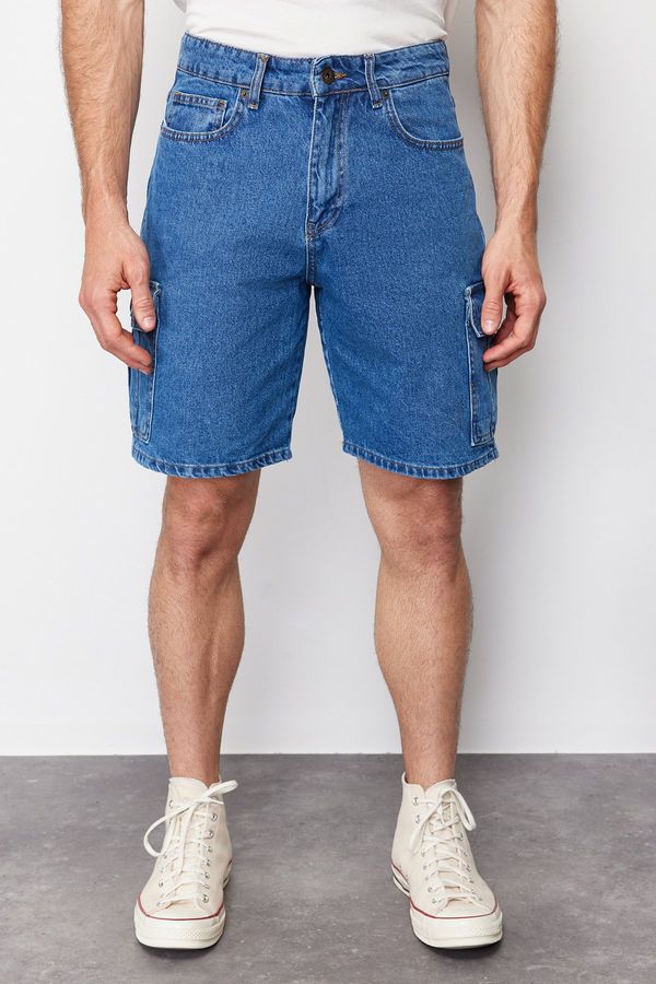 Trendyol Trendyol Blue Regular Fit Cargo Pocket Denim Shorts