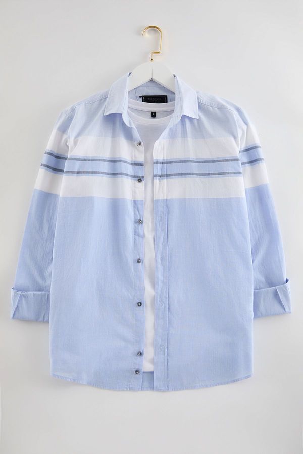 Trendyol Trendyol Blue Slim Fit Striped Woven Shirt