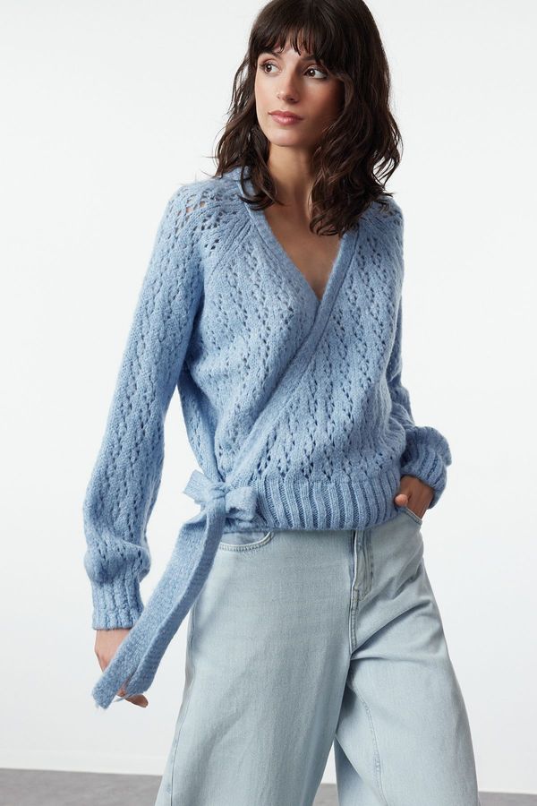 Trendyol Trendyol Blue Soft Texture Openwork/Hole Detailed Knitwear Sweater